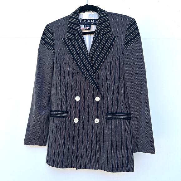 Vintage Escada Margaretha Ley Wool Silk Double Breasted 38 Blazer Jacket 6 - Picture 2 of 9